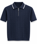 Polo Zippé en Maille Torsadée