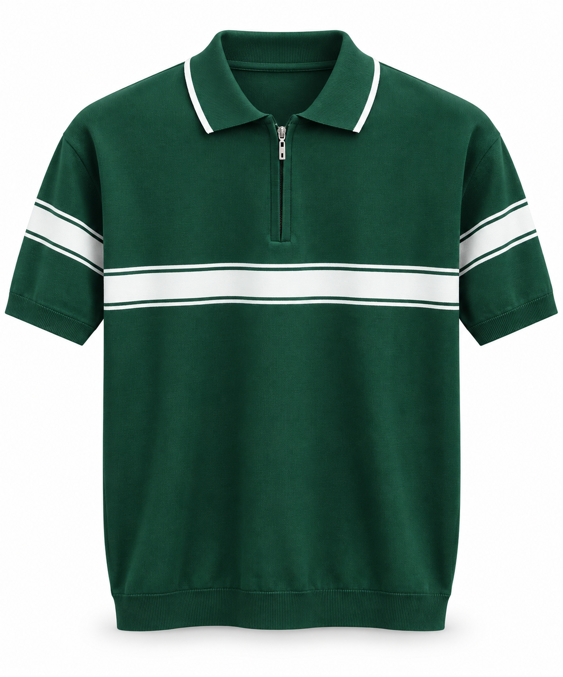 Polo Zippé à Rayures Horizontales