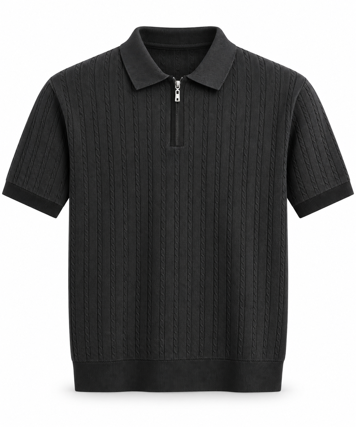 Polo Zippé en Maille Torsadée — Preppy Style